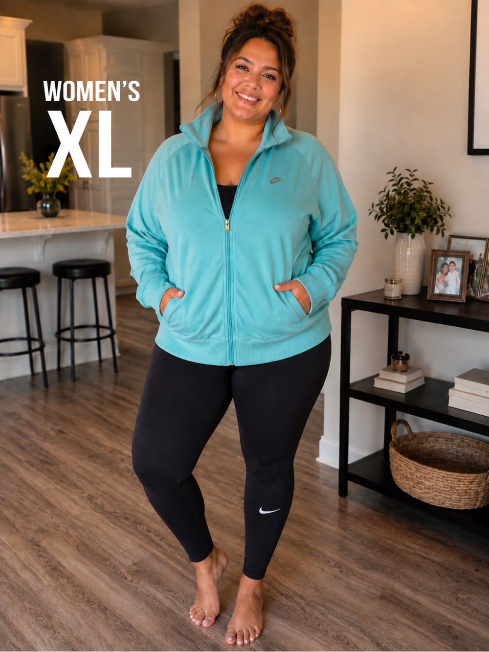 Nike Women's XL Teal Zip-Up Jacket - XL